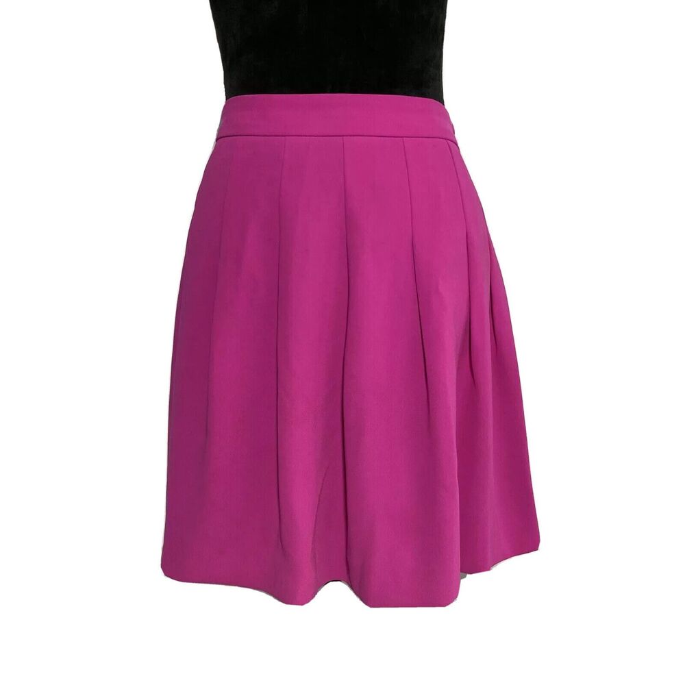 J.Crew Skirt Size 6 Hot Pink Full Box Pleat Lined Zipper A Line Knee Length